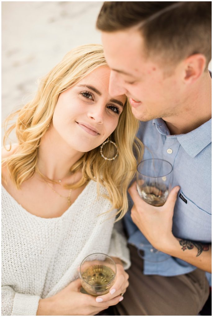 pizza and wine engagement session