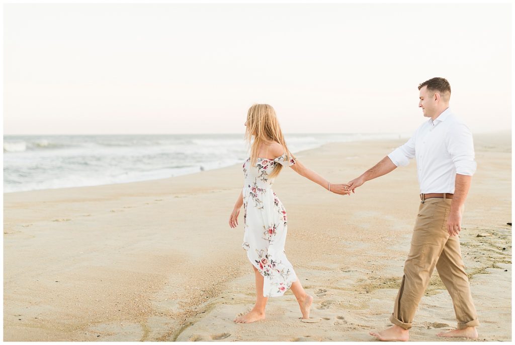 spring lake beach engagement photos