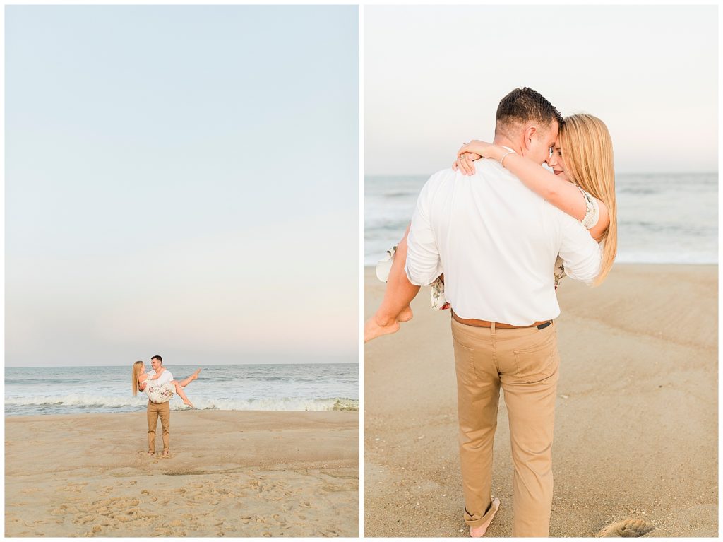 spring lake beach engagement photos