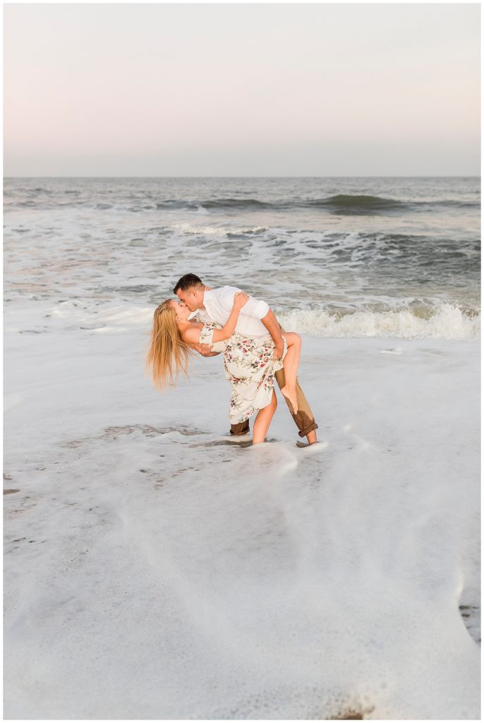 spring lake beach engagement photos