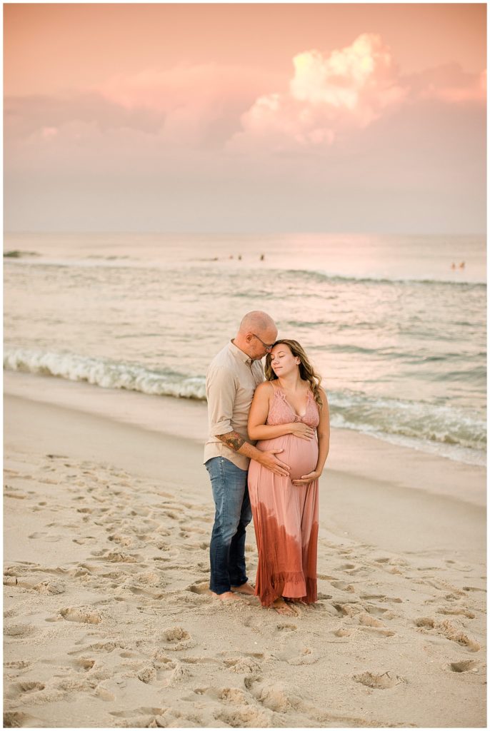 sunset beach maternity photos