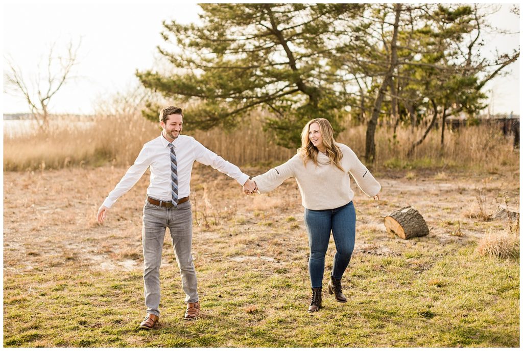 golden light engagement session