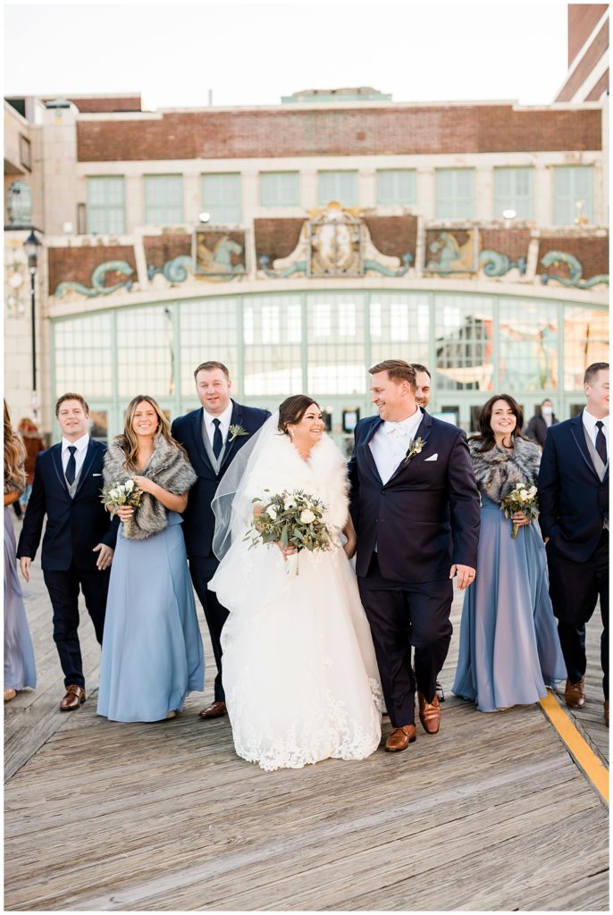 bridal party photos Asbury Park boardwalk