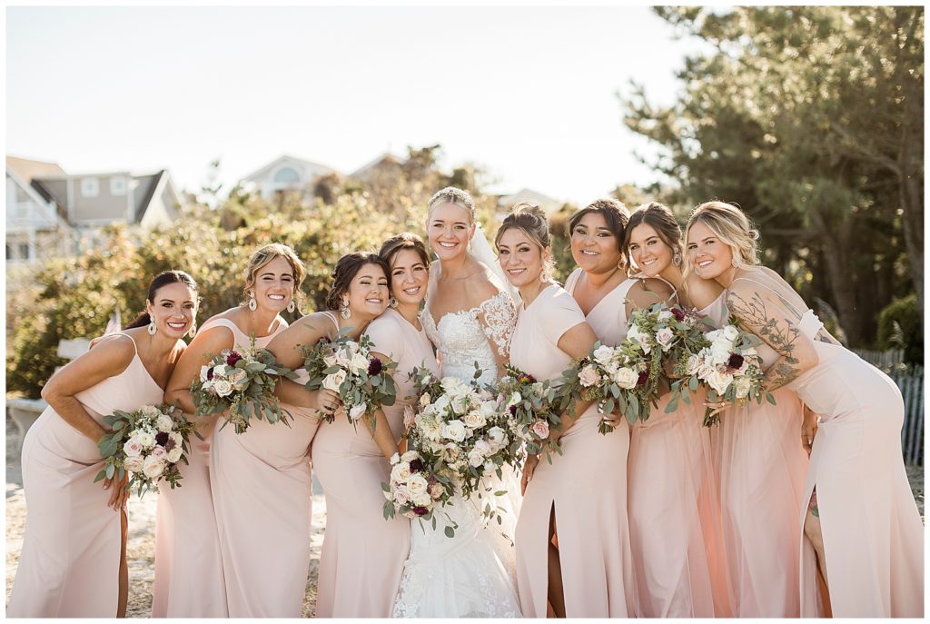 blush bridesmaid gowns