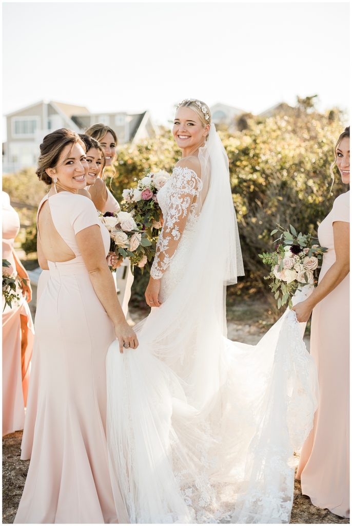 blush bridesmaid gowns