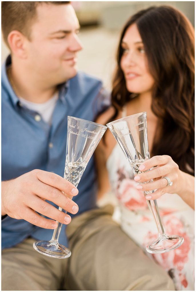 spring lake bridge engagement photos