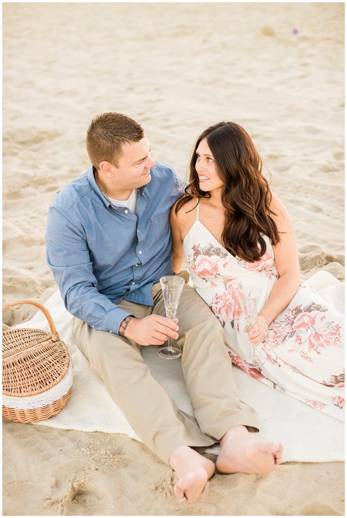 spring lake beach engagement picnic