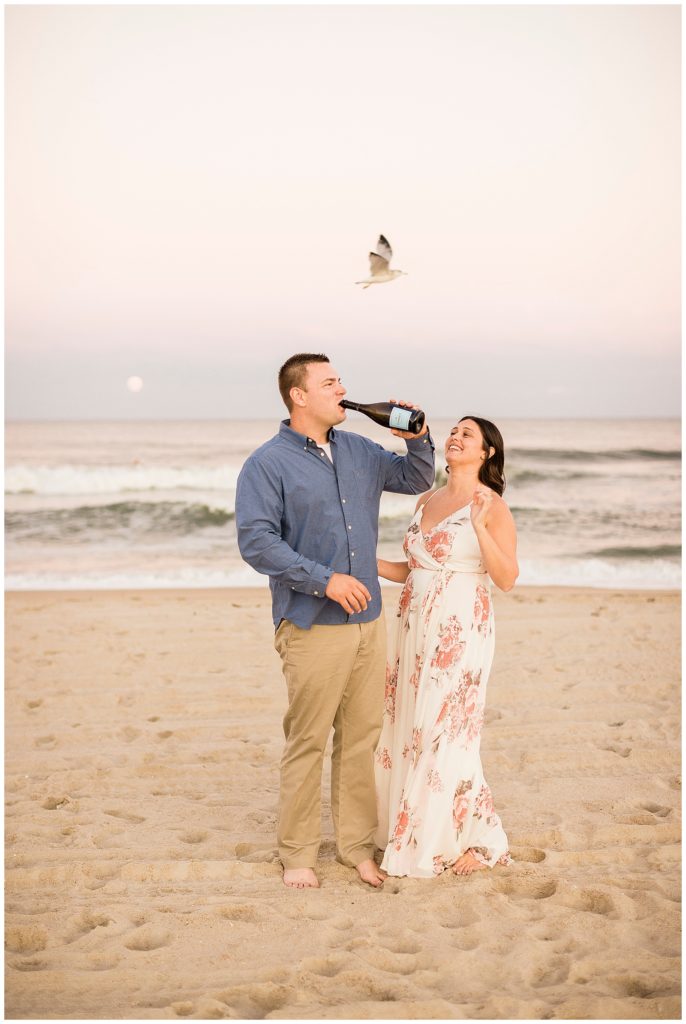 spring lake beach engagement 