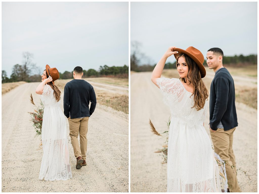 engagement session in a field