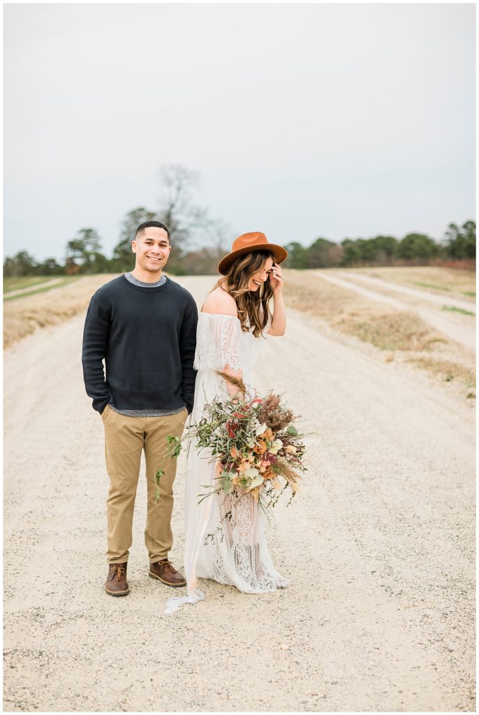 engagement session in a field