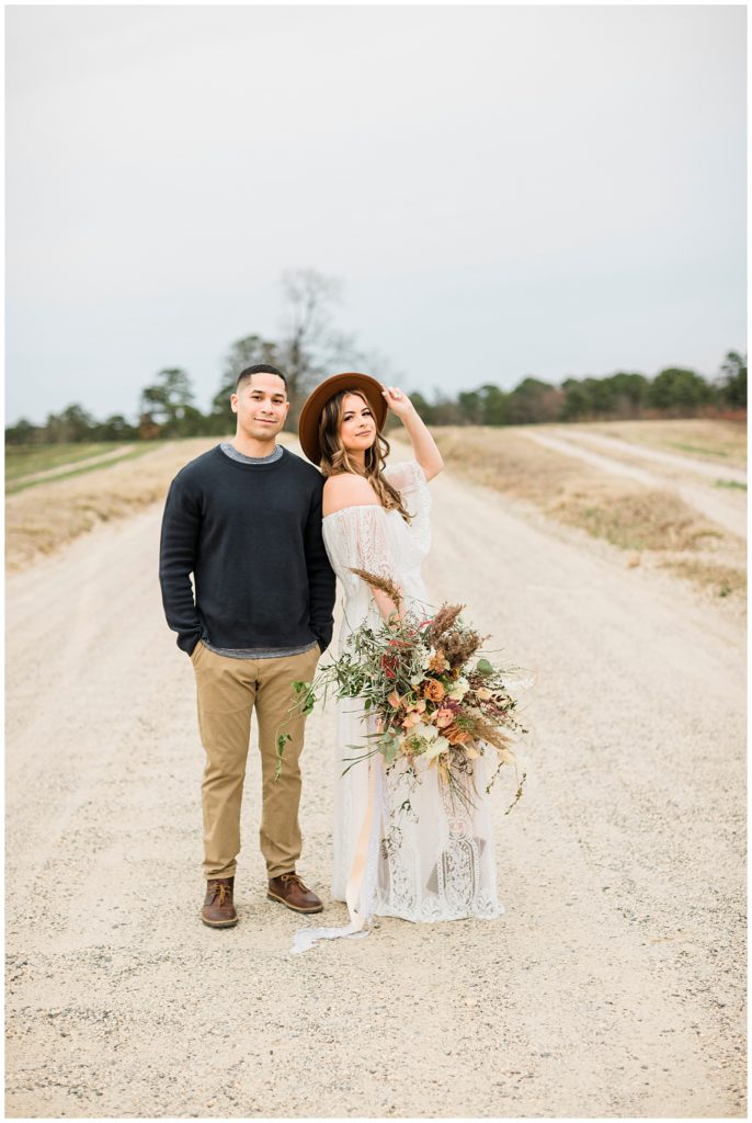 country road engagement session